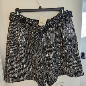 Free People Black and White High Waist Shorts
